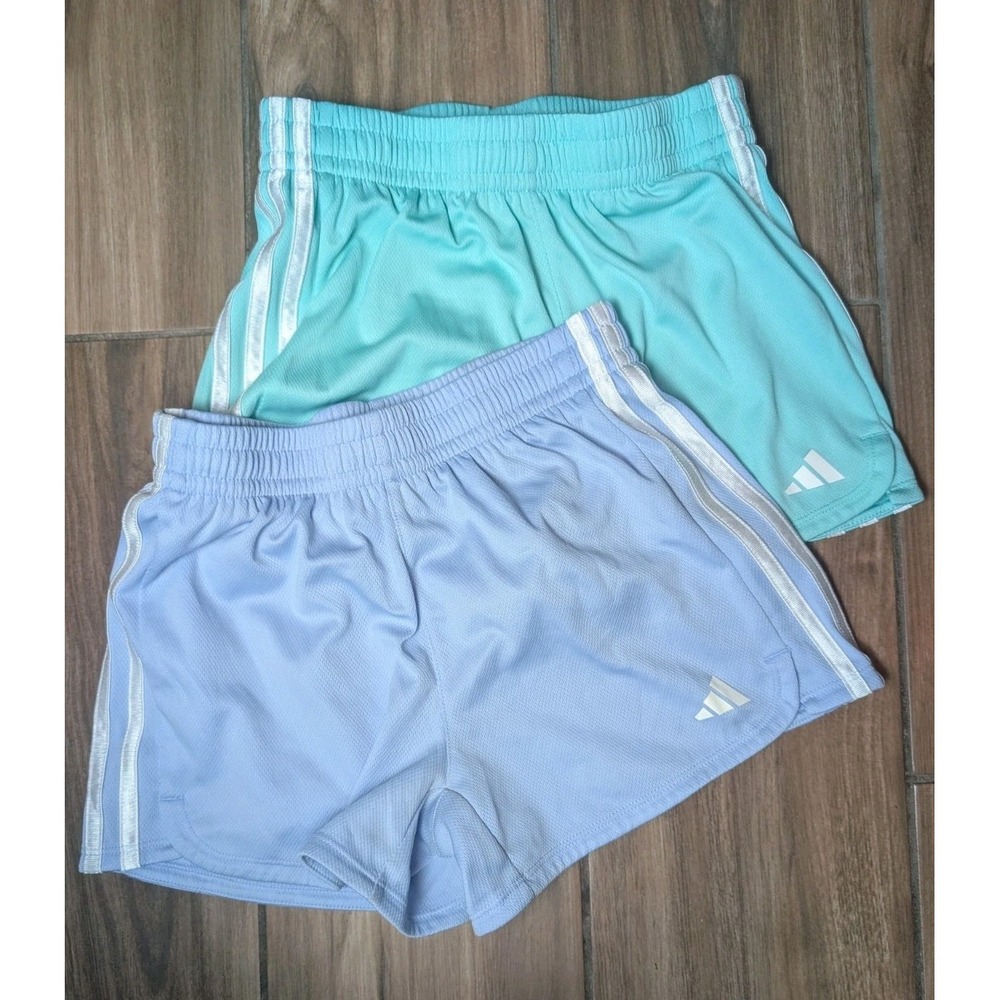Y2K Adidas Girls Athletic Running Shorts Bundle 2 Pairs Mint And Lavender s14 L